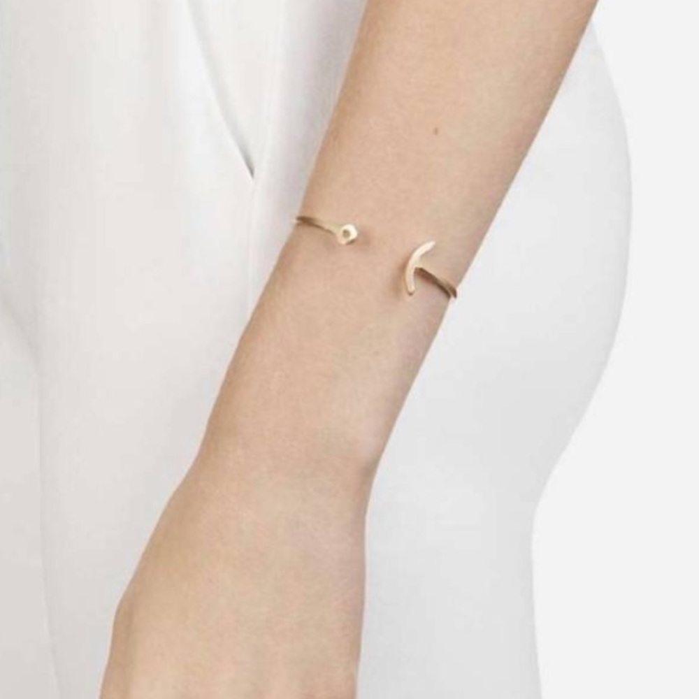 Miansai Silver Rose Gold Plated Mini Anchor Cuff Bracelet